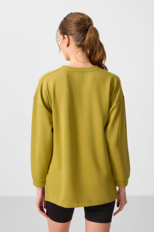 Koyu Hardal Yumuşak Dokulu O Yaka Rahat Form Kadın Tunik Sweatshirt - 97305 - 5