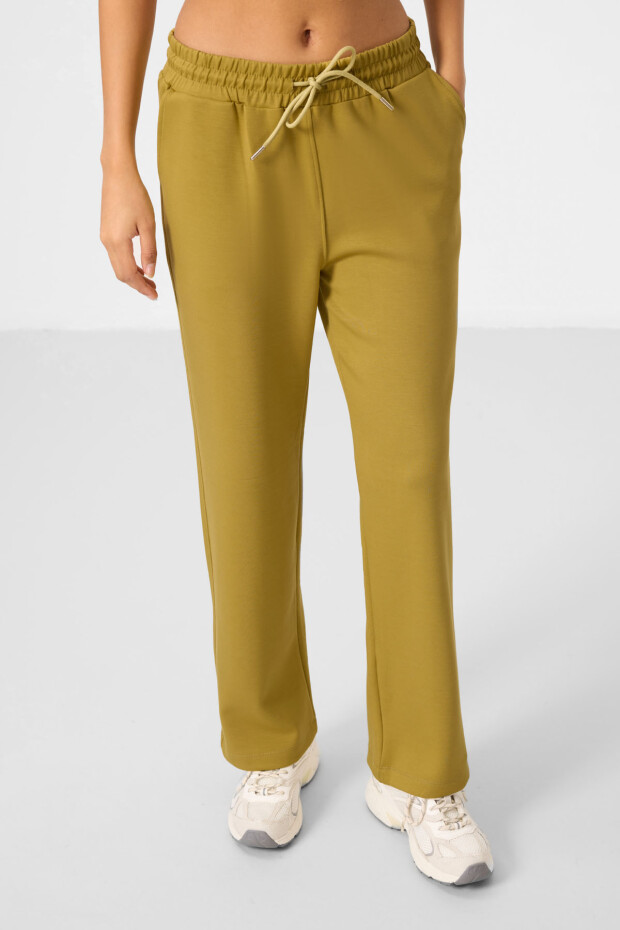 Koyu Hardal Yumuşak Dokulu Kapüşonlu Oversize Kadın Eşofman Tunik Takım - 95348 - 6