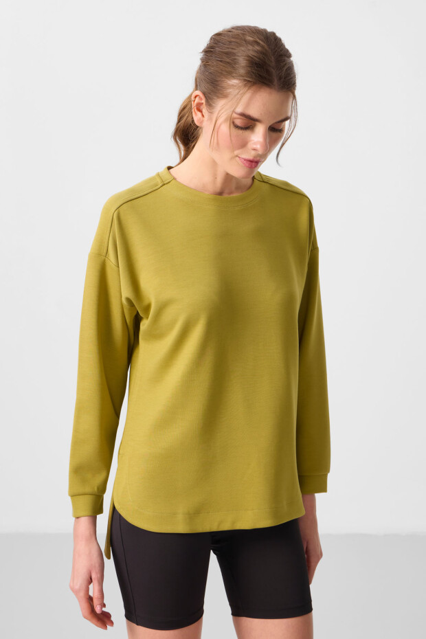 Koyu Hardal Yumuşak Dokulu O Yaka Rahat Form Kadın Tunik Sweatshirt - 97305 - 4