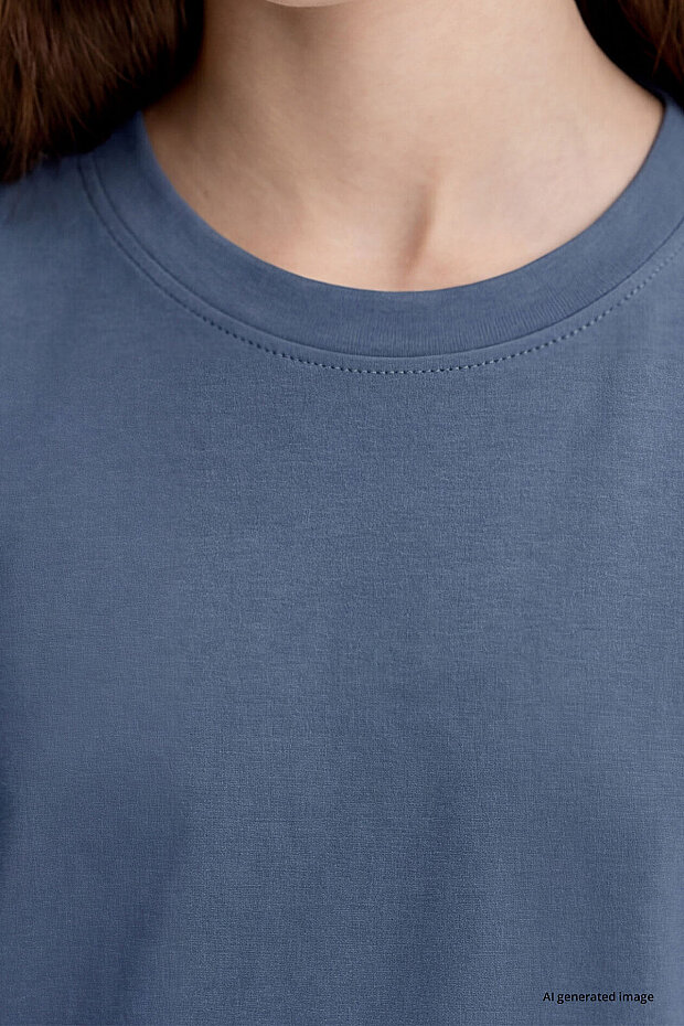Koyu Mavi O Yaka Standart Fit Basic Uzun Kollu Unisex Çocuk T-Shirt - 11329 - 6
