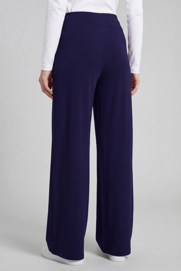 Koyu Mor Comfort Fit Geniş Paça Korsajlı Palazzo Kadın Pantolon - 94681 - 5