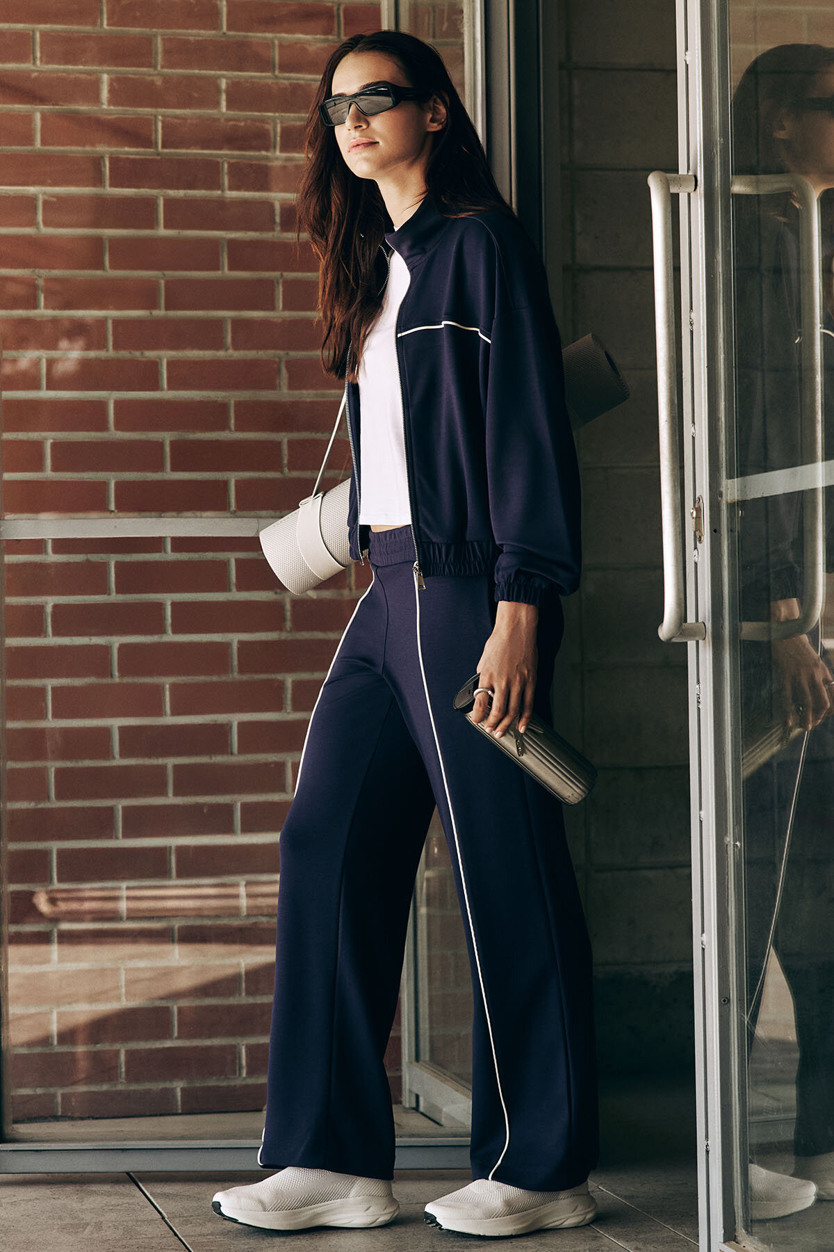 Koyu Mor Yumuşak Dokulu Dik Yaka Oversize Lastikli Kadın Eşofman Takım - 95349 - TOMMYLIFE