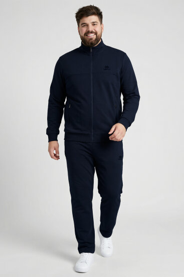 Lacivert Dik Yaka Battal Büyük Beden Erkek Eşofman Takım - 85176 