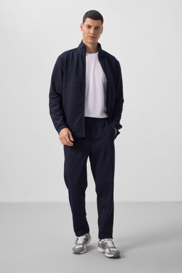 Lacivert Yüzeyi Dokulu Rahat Form Erkek Eşofman Takım - 85273 