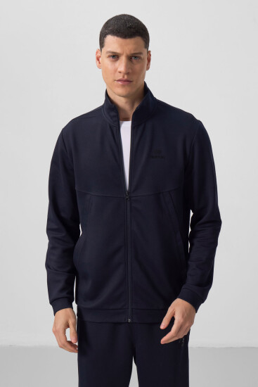 Lacivert Yüzeyi Dokulu Rahat Form Erkek Eşofman Takım - 85273 - TOMMYLIFE (1)