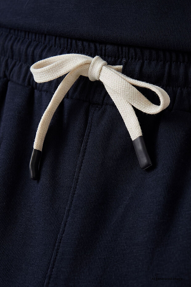 Lacivert Oversize Fit Basic Erkek Şort Takım - 85292 - 5