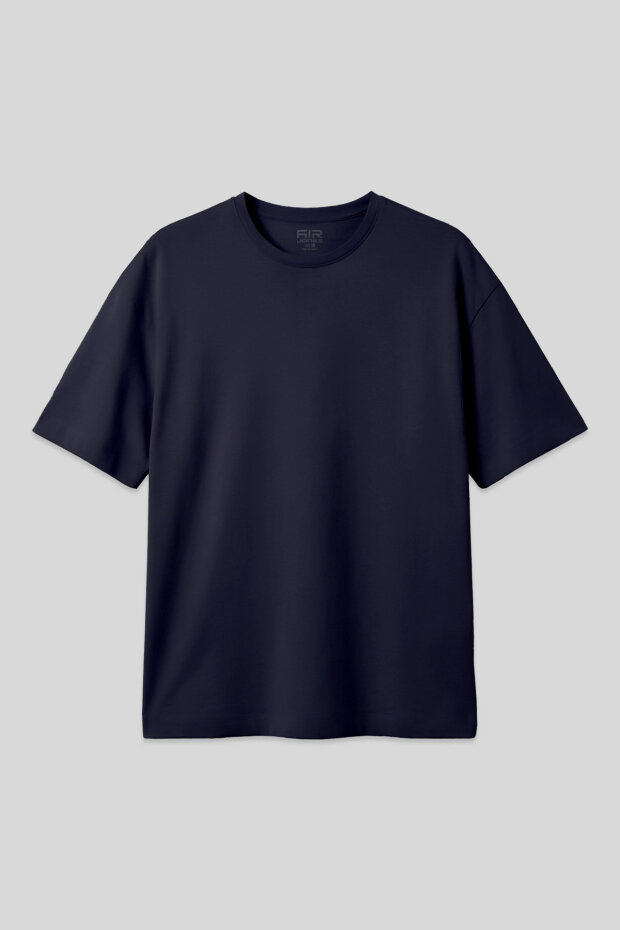 Lacivert %100 Pamuk Kalın Yumuşak Dokulu Oversize Fit Basic Erkek T-Shirt - 88353 - 1