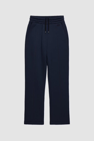 Lacivert Geniş Paça Ön Dikiş Detaylı Battal Büyük Beden Kadın Eşofman Altı - 94654 - TOMMYLIFE