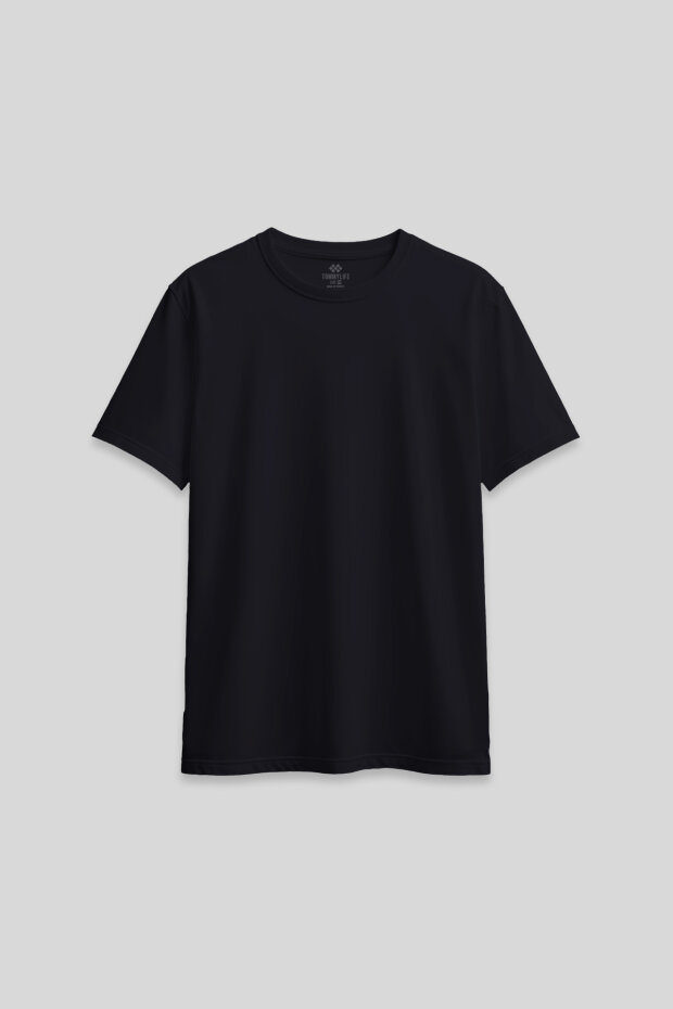 Lacivert O Yaka Standart Fit Basic Kadın T-Shirt - 97311 - 1