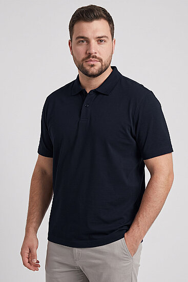 Lacivert Polo Yaka Büyük Beden Battal Erkek T-Shirt - 88511 - TOMMYLIFE