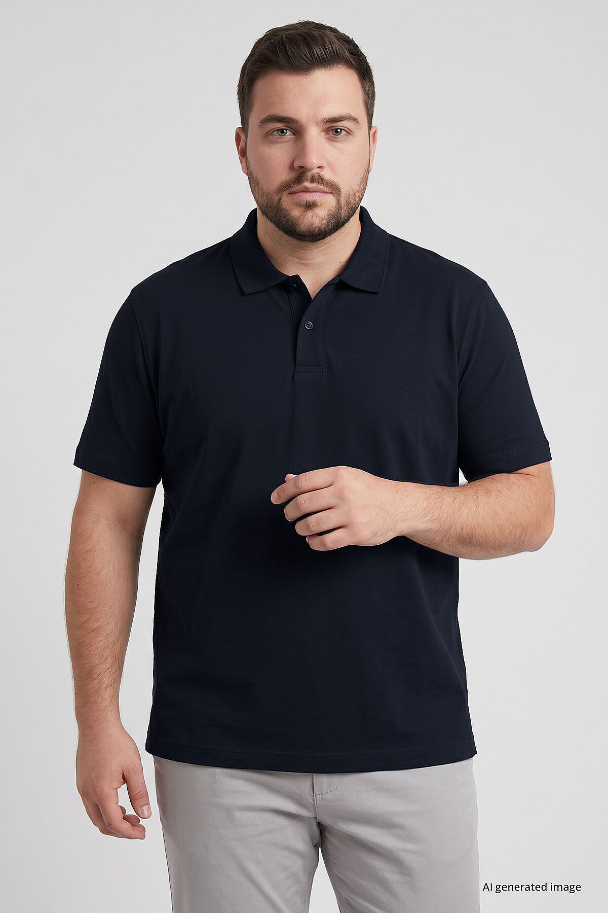Lacivert Polo Yaka Büyük Beden Battal Erkek T-Shirt - 88511 - TOMMYLIFE