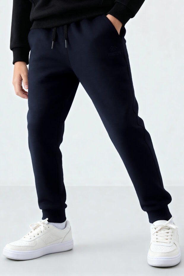 Lacivert Standart Fit Manşetli İnce Erkek Çocuk Eşofman Alt - 11205 - 2