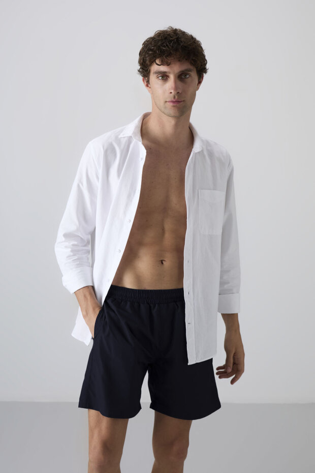 Lacivert Hızlı Kuruyan Standart Fit Erkek Deniz Şortu - 81237 - 4