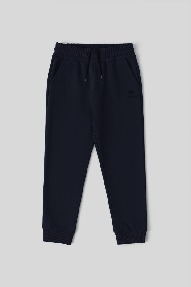 Lacivert Standart Fit Manşetli İnce Erkek Çocuk Eşofman Alt - 11062 - 1