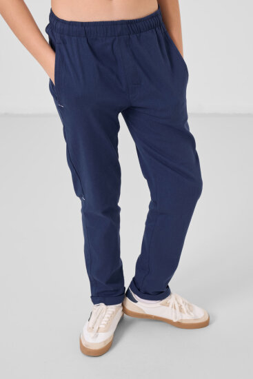 Lacivert Standart Fit Dokuma Hafif Esnek Chino Erkek Çocuk Pantolon - 11272 - TOMMYLIFE (1)