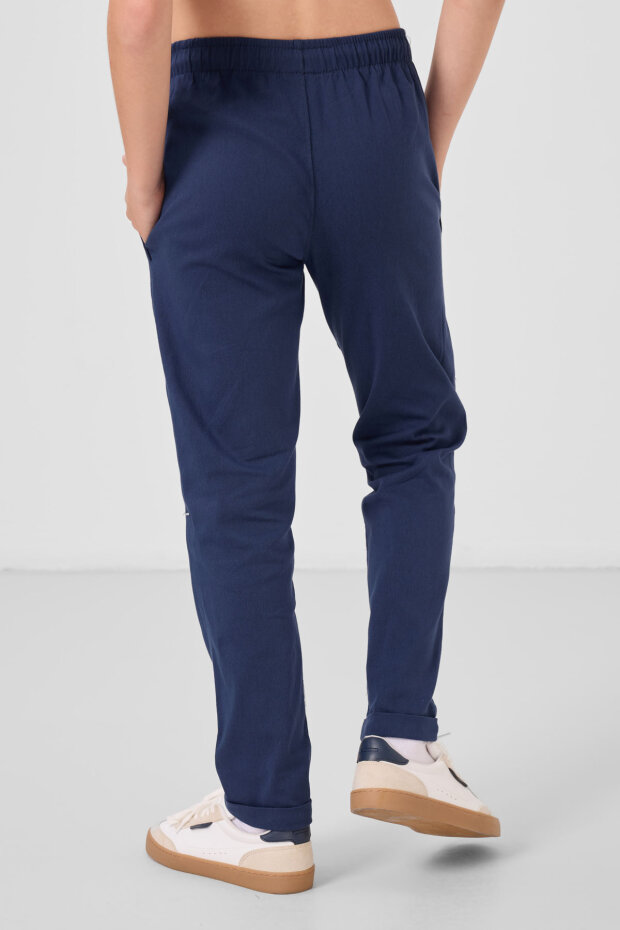 Lacivert Standart Fit Dokuma Hafif Esnek Chino Erkek Çocuk Pantolon - 11272 - 5