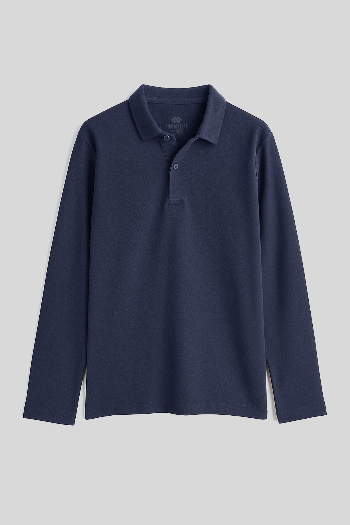 Lacivert Polo Yaka Basic Uzun Kollu Unisex Çocuk T-Shirt - 11170 - TOMMYLIFE