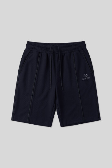 Lacivert Oversize Fit Basic Ön Dikiş Detaylı Erkek Şort - 81283 