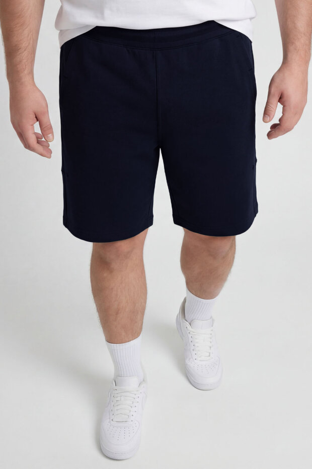 Lacivert Rahat Form Bağcıklı Cep Detaylı Battal Büyük Beden Erkek Şort - 81297 - 2