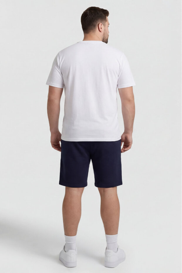 Lacivert Rahat Form Bağcıklı Cep Detaylı Battal Büyük Beden Erkek Şort - 81297 - 4