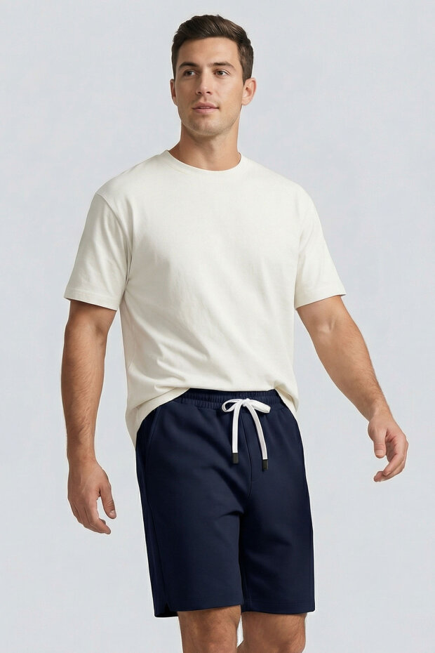 Lacivert Standart Fit Basic Arka Cepli Erkek Şort - 88314 - 2