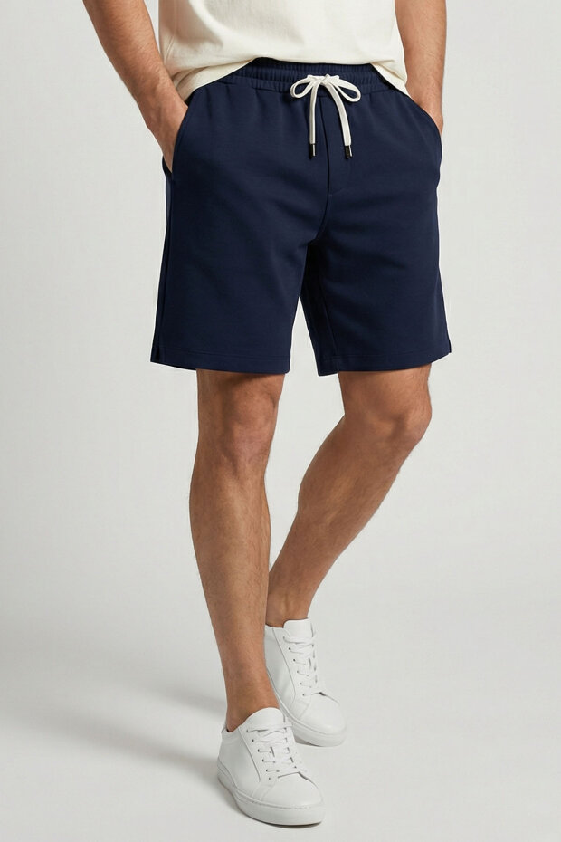 Lacivert Standart Fit Basic Arka Cepli Erkek Şort - 88314 - 3