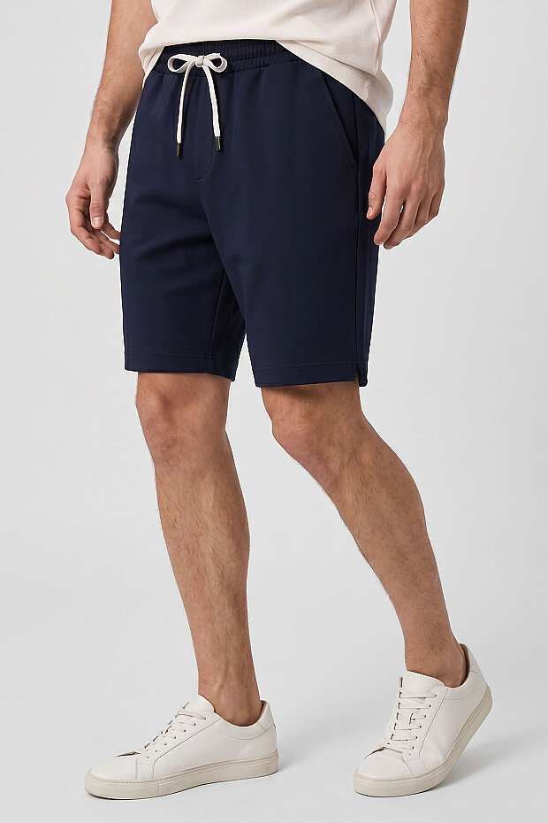 Lacivert Standart Fit Basic Arka Cepli Erkek Şort - 81314 - 5