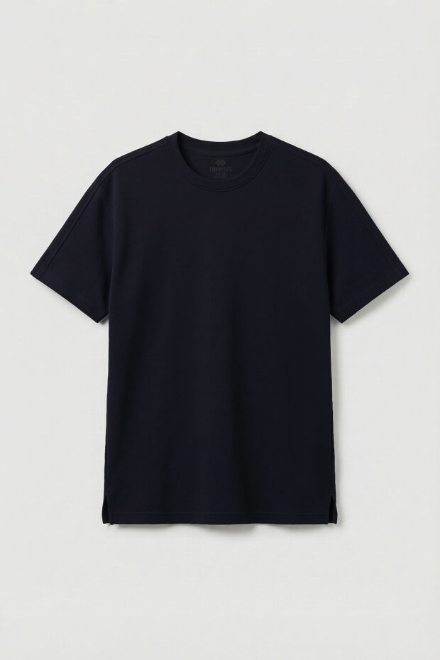 Lacivert Rahat Form Esnek Nefes Alabilir Erkek T-Shirt - 88495 - 2