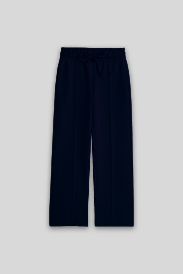 Lacivert Cepli Ön Dikiş Detaylı Geniş Paça Kız Çocuk Eşofman Altı -75144 - TOMMYLIFE (1)