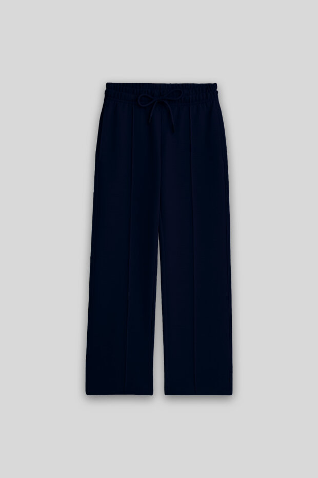 Lacivert Cepli Ön Dikiş Detaylı Geniş Paça Kız Çocuk Eşofman Altı -75144 - 2