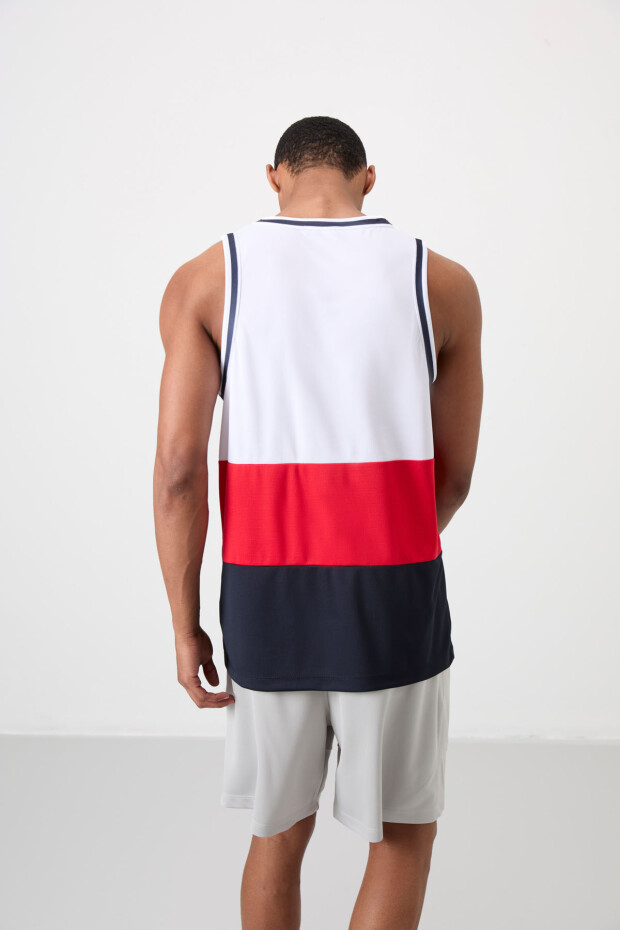 Lacivert Nefes Alan Dokulu İnce Esnek Standart Fit Erkek Basketbol Atlet - 88395 - 6
