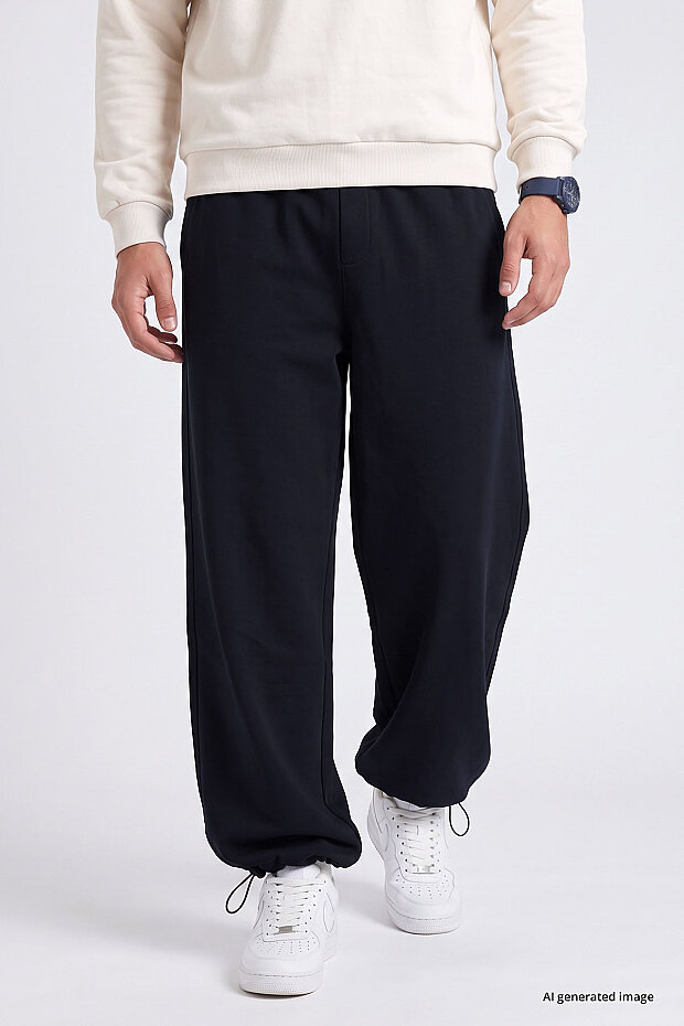 Lacivert Lastikli Erkek Baggy Eşofman Alt - 82200 - 4