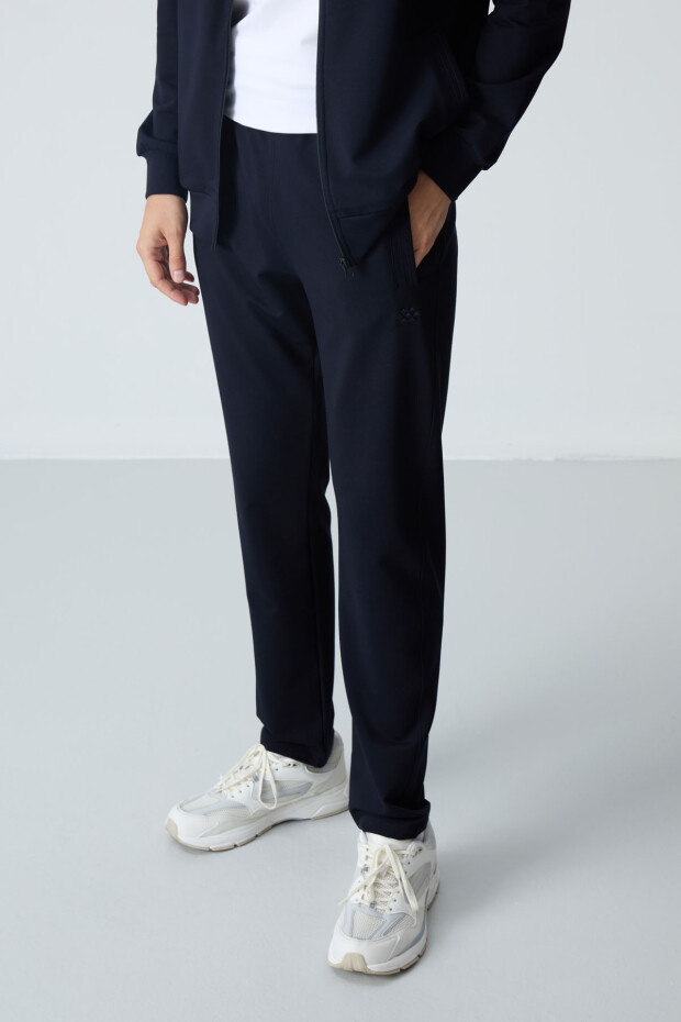 Lacivert Pamuklu Kalın Yumuşak Dokulu Comfort Fit Basic Erkek Eşofman Takım - 85260 - 4