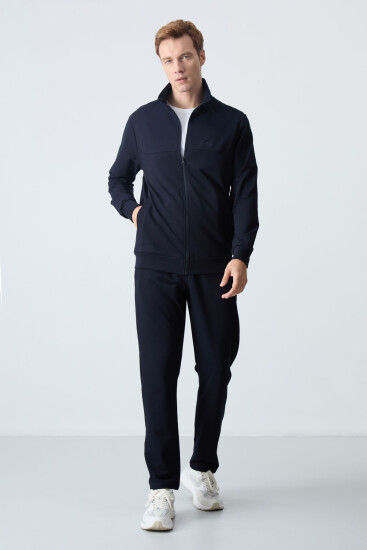 Lacivert Pamuklu Kalın Yumuşak Dokulu Comfort Fit Basic Erkek Eşofman Takım - 85260 - TOMMYLIFE (1)