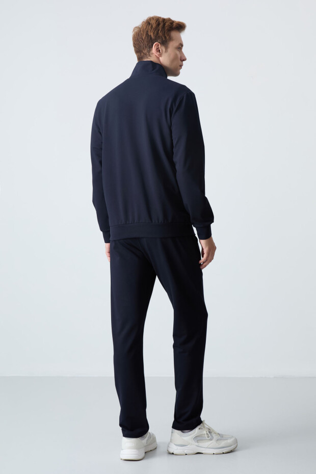 Lacivert Pamuklu Kalın Yumuşak Dokulu Comfort Fit Basic Erkek Eşofman Takım - 85260 - 8