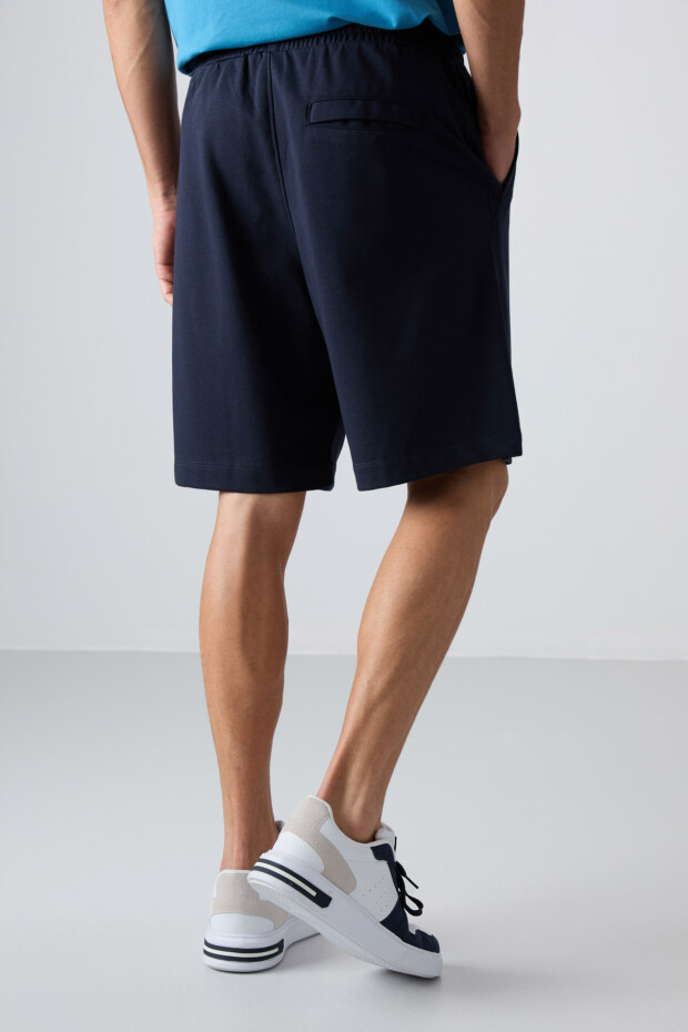 Lacivert Pamuklu Kalın Yumuşak Dokulu Comfort Fit Basic Erkek Şort - 81261 - 5