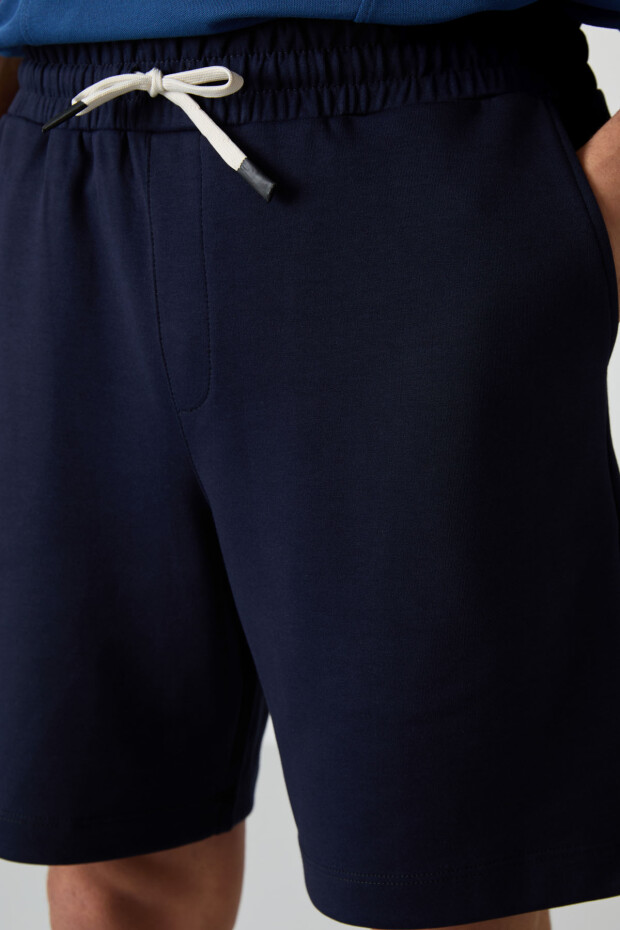 Lacivert Pamuklu Kalın Yumuşak Dokulu Comfort Fit Basic Erkek Şort - 81274 - 3