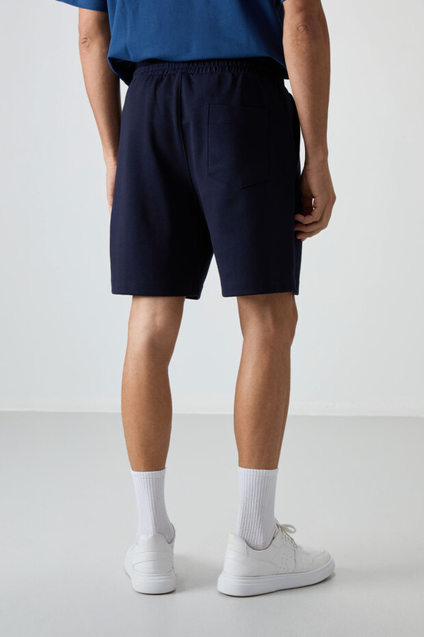 Lacivert Pamuklu Kalın Yumuşak Dokulu Comfort Fit Basic Erkek Şort - 81274 - 6