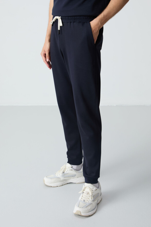 Lacivert Pamuklu Kalın Yumuşak Dokulu Oversize Fit Basic Erkek Eşofman Takım - 85261 - 6