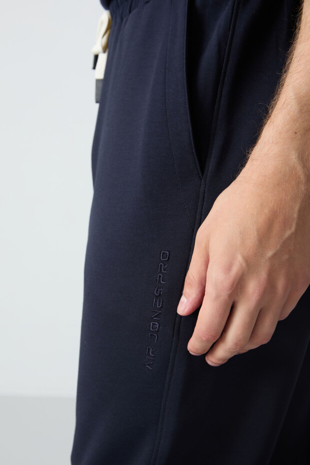 Lacivert Pamuklu Kalın Yumuşak Dokulu Oversize Fit Basic Erkek Eşofman Takım - 85261 - 4