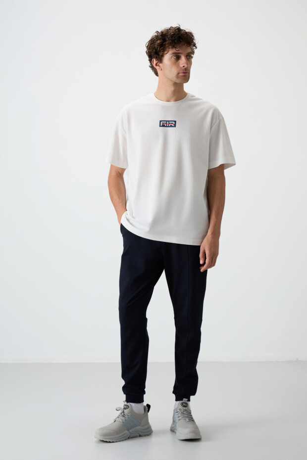 Lacivert Pamuklu Yumuşak Dokulu Comfort Fit Nakışlı Erkek Jogger - 82123 - 2