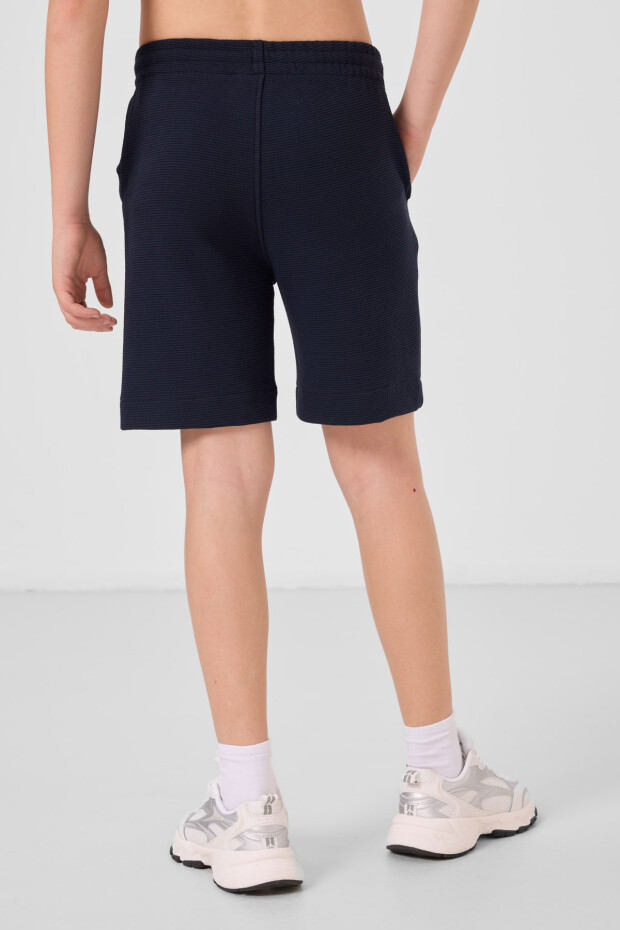 Lacivert Pamuklu Yumuşak Dokulu Standart Fit Basic Erkek Çocuk Şort - 11289 - 5