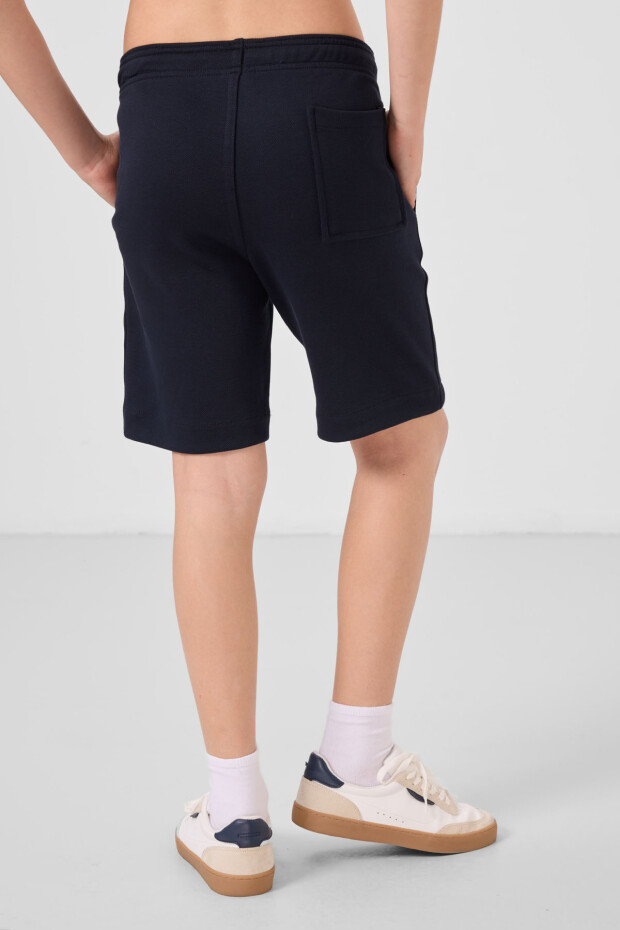 Lacivert Pamuklu Yumuşak Dokulu Standart Fit Basic Erkek Çocuk Şort - 11293 - 5