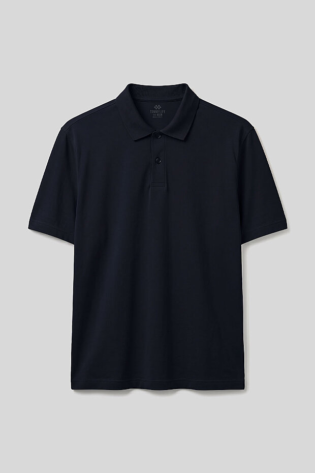 Lacivert Polo Yaka Büyük Beden Battal Erkek T-Shirt - 88511 - 2