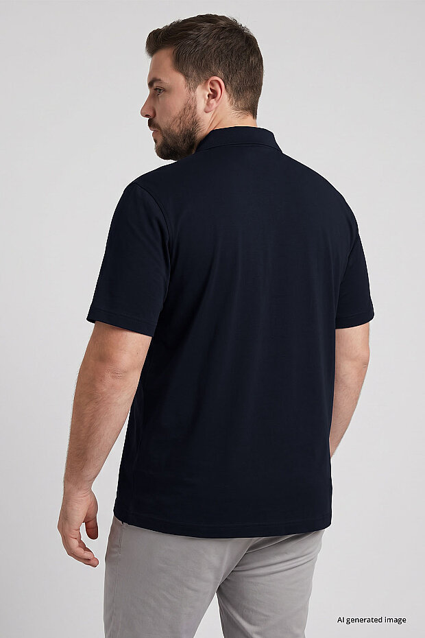 Lacivert Polo Yaka Büyük Beden Battal Erkek T-Shirt - 88511 - 6