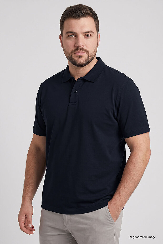Lacivert Polo Yaka Büyük Beden Battal Erkek T-Shirt - 88511 - 4
