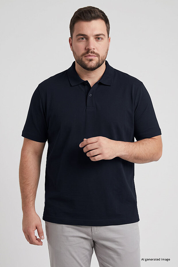 Lacivert Polo Yaka Büyük Beden Battal Erkek T-Shirt - 88511 - 1