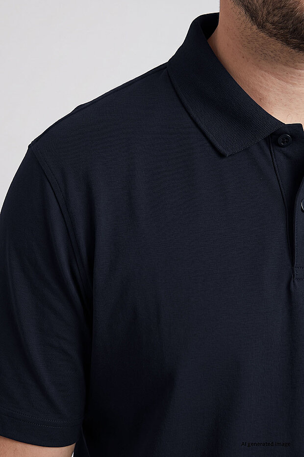 Lacivert Polo Yaka Büyük Beden Battal Erkek T-Shirt - 88511 - 5