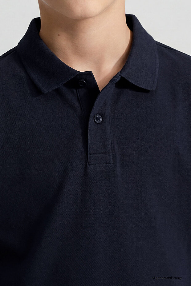Lacivert Polo Yaka Standart Fit Basic Unisex Çocuk T-Shirt - 11330 - 4
