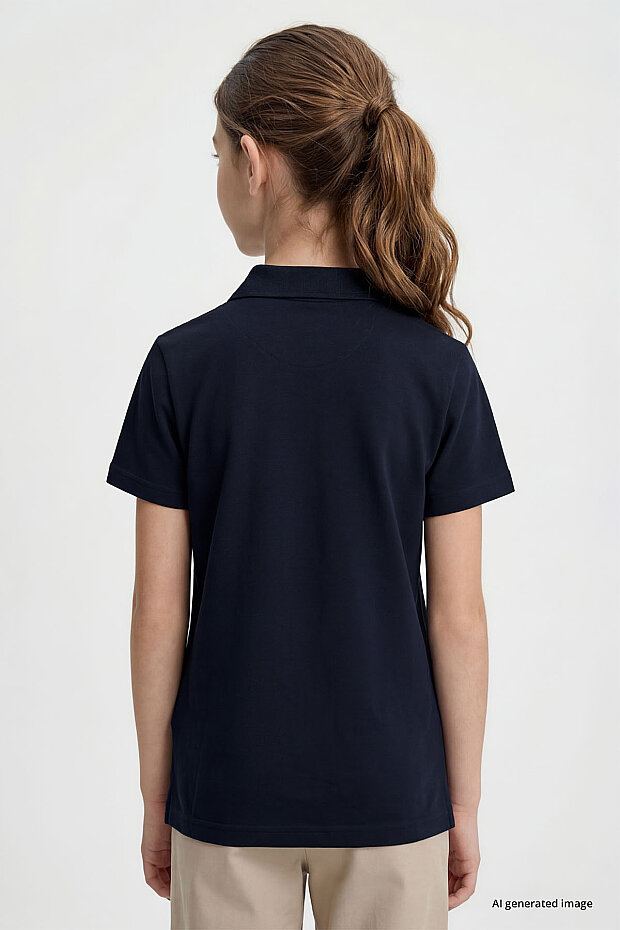 Lacivert Polo Yaka Standart Fit Basic Unisex Çocuk T-Shirt - 11330 - 6